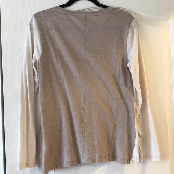 Madewell Two-tone Tan Long Sleeve T-Shirt - Sz M - Picture 2 of 8